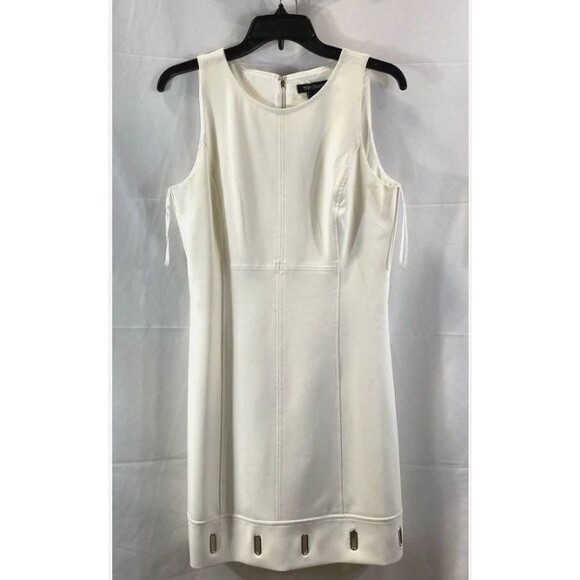 WHBM Womens White Solid Grommet Hem Shift Dress Size 6 NWT - Picture 2 of 7
